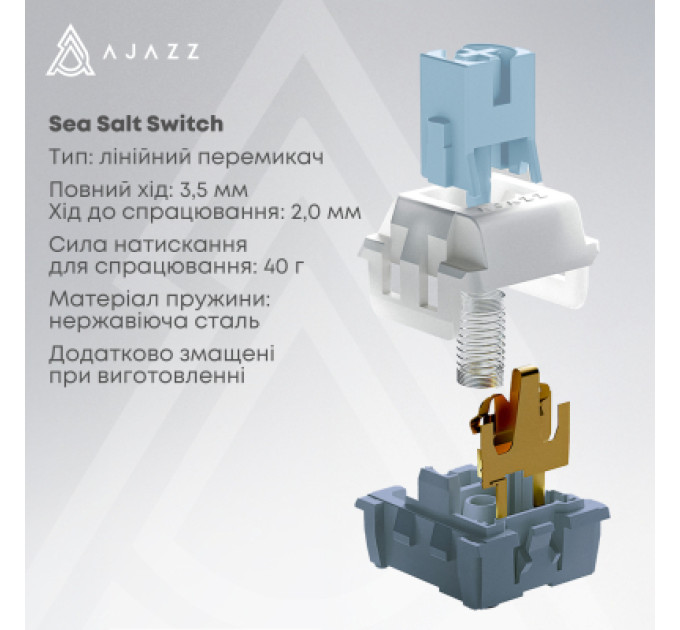Ajazz Клавіатура Ajazz AK650 Sea Salt Switch USB UA White/Blue (AK650-SS-BWB)