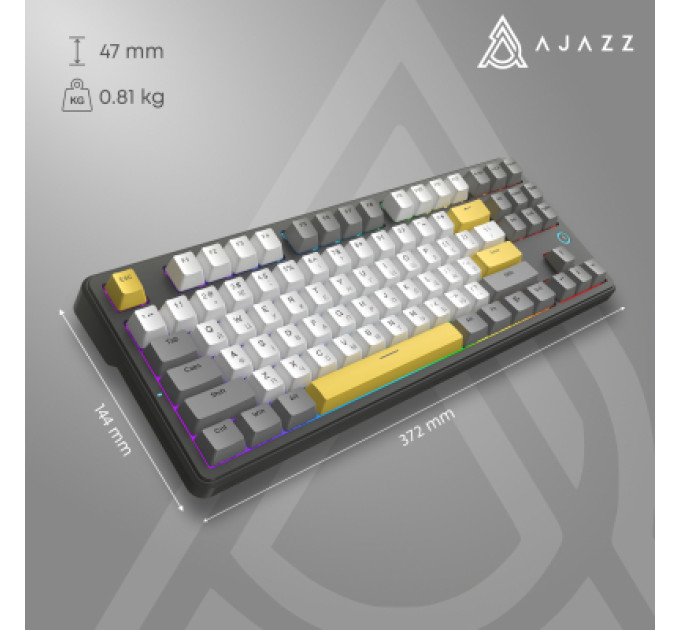 Ajazz Клавіатура Ajazz AK870 V2 Flying Fish Switch USB UA Black/Grey/Yellow (AK870-V2-FF-BGY)
