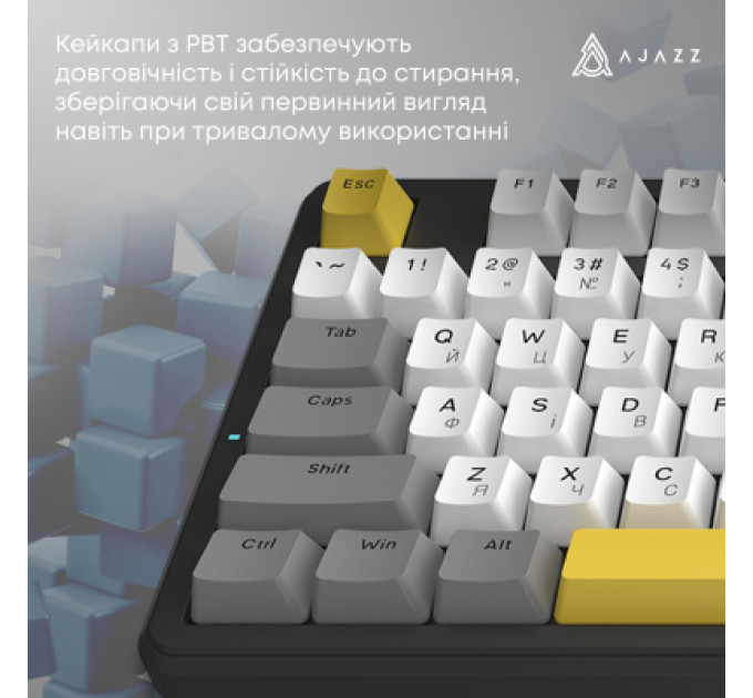 Ajazz Клавіатура Ajazz AK870 V2 Flying Fish Switch USB UA Black/Grey/Yellow (AK870-V2-FF-BGY)