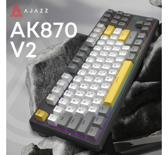 Ajazz Клавіатура Ajazz AK870 V2 Flying Fish Switch USB UA Black/Grey/Yellow (AK870-V2-FF-BGY)