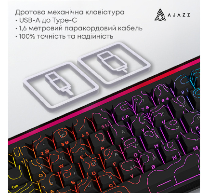 Ajazz Клавіатура Ajazz NK68 Red Switch USB UA Black (NK68-R-S-B)