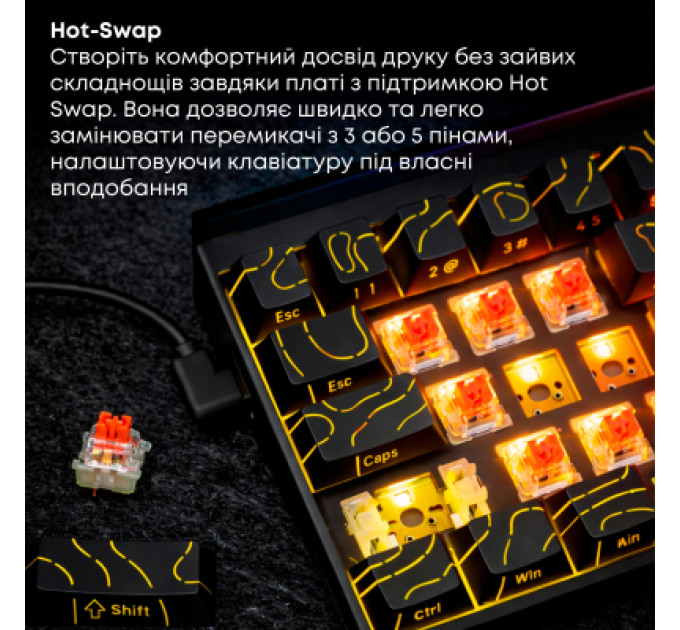 Ajazz Клавіатура Ajazz NK68 Red Switch USB UA Black (NK68-R-S-B)
