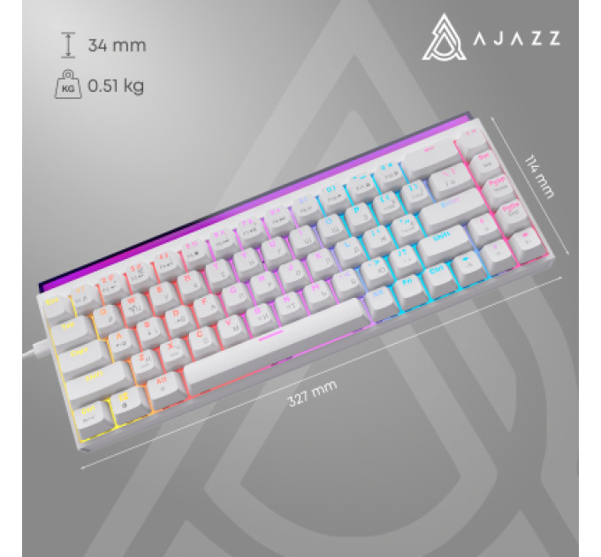 Ajazz Клавіатура Ajazz NK68 Red Switch USB UA White (NK68-R-W)