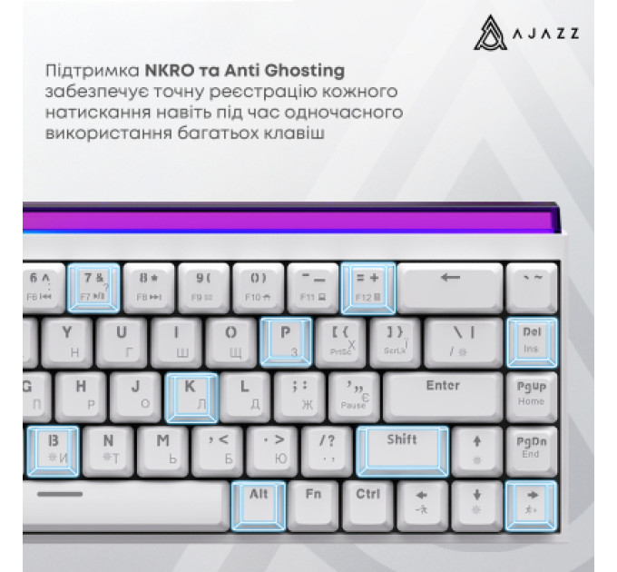 Ajazz Клавіатура Ajazz NK68 Red Switch USB UA White (NK68-R-W)
