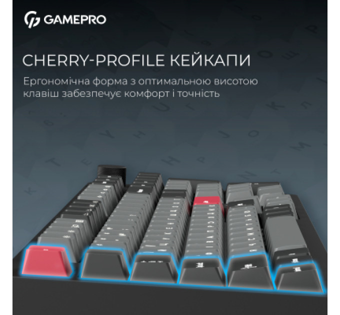 GamePro Клавіатура GamePro Asgard Drakkar Keychron Super Red Switch Wireless/Bluetooth/USB UA Black (MK305BK)