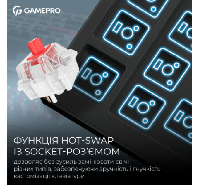 GamePro Клавіатура GamePro Asgard Drakkar Keychron Super Red Switch Wireless/Bluetooth/USB UA Black (MK305BK)