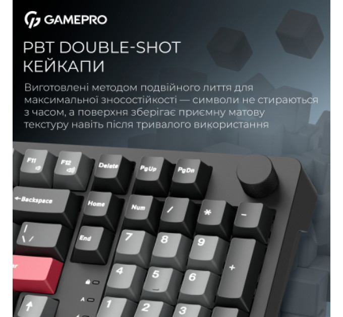 GamePro Клавіатура GamePro Asgard Drakkar Keychron Super Red Switch Wireless/Bluetooth/USB UA Black (MK305BK)