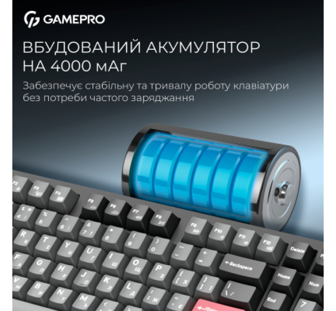 GamePro Клавіатура GamePro Asgard Drakkar Keychron Super Red Switch Wireless/Bluetooth/USB UA Black (MK305BK)