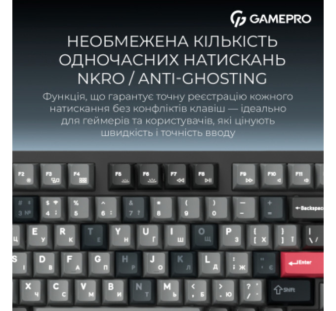 GamePro Клавіатура GamePro Asgard Drakkar Keychron Super Red Switch Wireless/Bluetooth/USB UA Black (MK305BK)