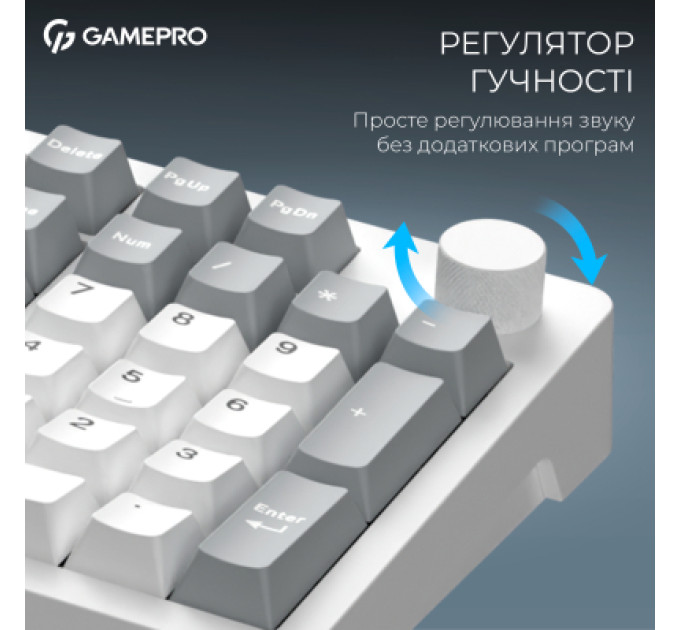 GamePro Клавіатура GamePro Asgard Drakkar Keychron Super Red Switch Wireless/Bluetooth/USB UA White (MK305WH)