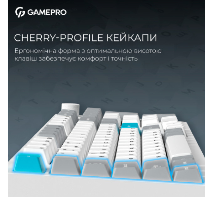 GamePro Клавіатура GamePro Asgard Drakkar Keychron Super Red Switch Wireless/Bluetooth/USB UA White (MK305WH)