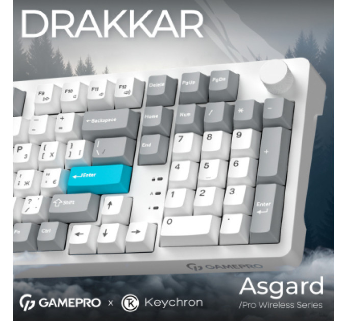 GamePro Клавіатура GamePro Asgard Drakkar Keychron Super Red Switch Wireless/Bluetooth/USB UA White (MK305WH)