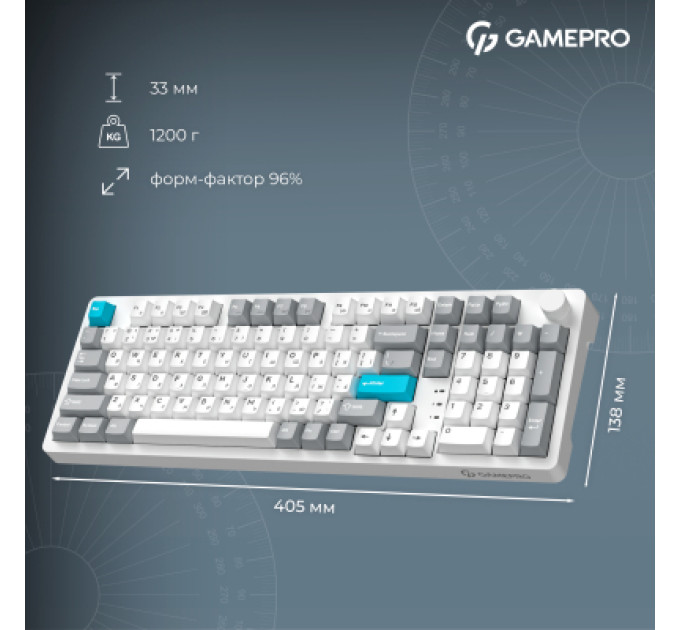 GamePro Клавіатура GamePro Asgard Drakkar Keychron Super Red Switch Wireless/Bluetooth/USB UA White (MK305WH)