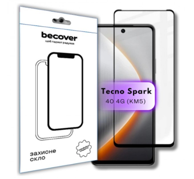 Скло захисне BeCover Tecno Spark 40 4G (KM5) Black (714922)