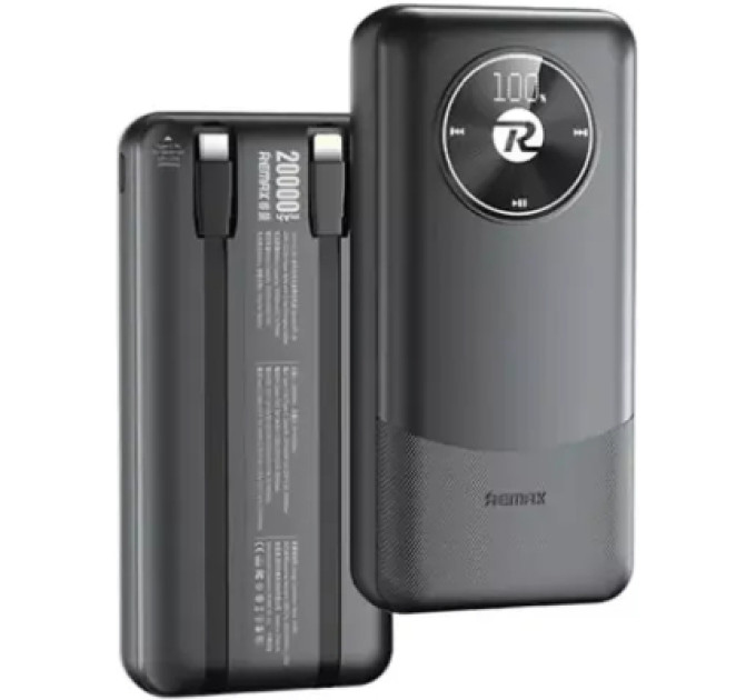 Remax Батарея універсальна Remax 20000mAh, 22.5W, Black (RPP-38 / 45364)