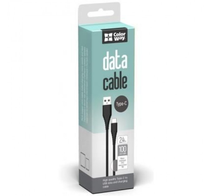 Дата кабель USB 2.0 AM to Type-C 1.0m black ColorWay (CW-CBUC026-BK)
