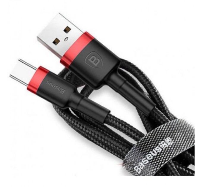 Дата кабель USB 2.0 AM to Type-C 0.5m 3A red-black Baseus (CATKLF-A91)