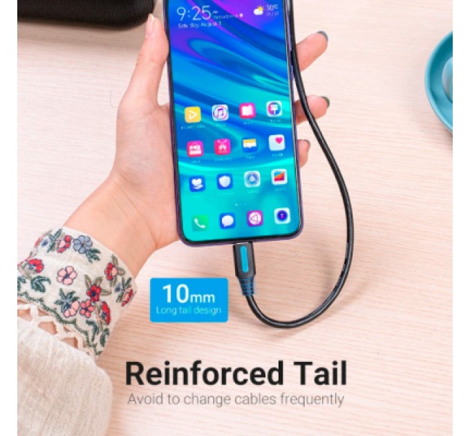 Дата кабель USB 2.0 AM to Type-C 0.5m 5.0A (25W) PVC black Vention (CORBD)