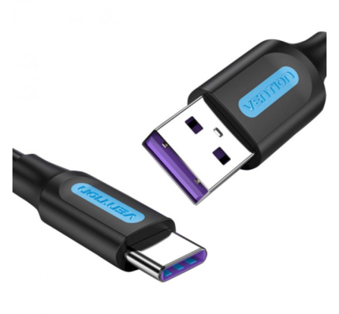 Дата кабель USB 2.0 AM to Type-C 0.5m 5.0A (25W) PVC black Vention (CORBD)