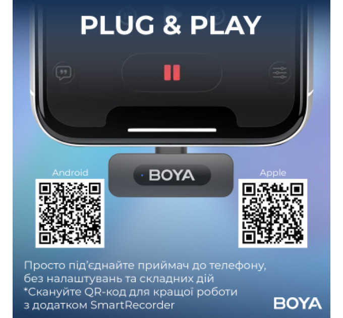 Boya Мікрофон Boya BY-V20 Type-C Black (BY-V20)