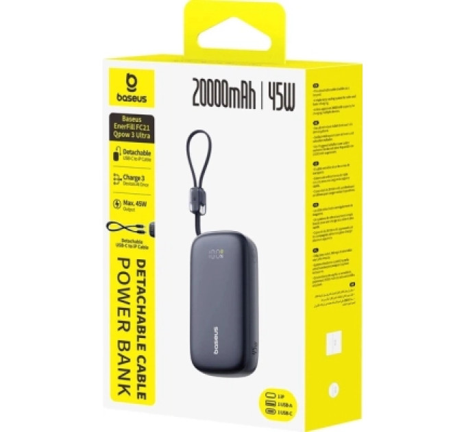 Baseus Батарея універсальна Baseus EnerFill FC21 Qpow 3 Ultra 20000mAh 45W Black (E0027P00)