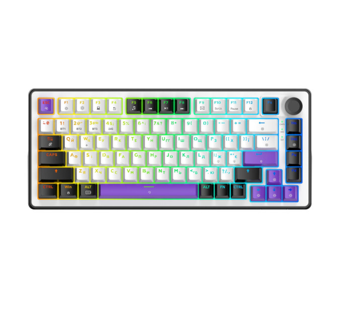 Hator Клавіатура Hator Hellyberry HK75 Mechanical Linear RGB Wireless/Bluetooth/USB UA Black/White (HK75_wireless)