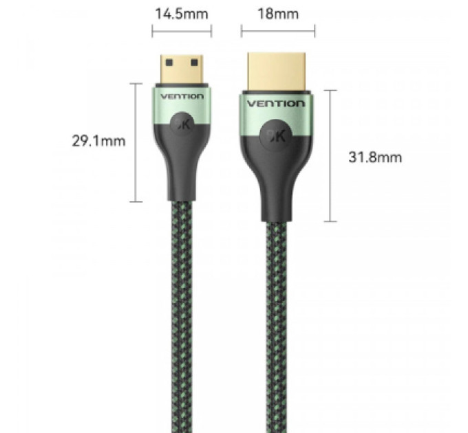 Vention Кабель мультимедійний HDMI M to HDMI mini M 1.0m V2.1 8K 60Hz green VENTION (AGJGF)