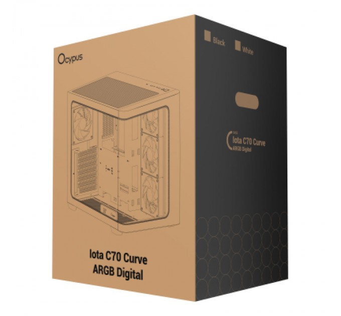 Корпус для ПК OCYPUS IOTA C70 WH CURVE ARGB DIGITAL (IOTA-C70-WHD400CD-GL)