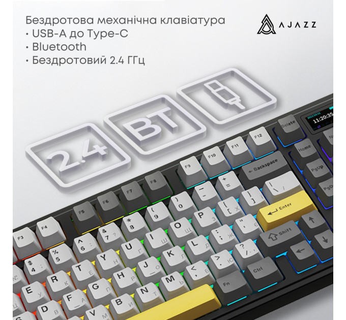 Ajazz Клавіатура бездротова Ajazz AK980 V2 Maillard Switch Black (AK980-V2-M-BGY)