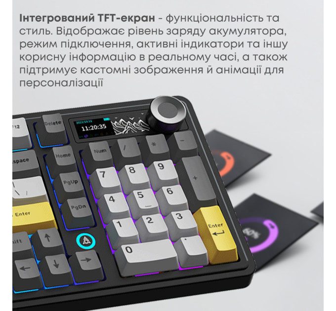 Ajazz Клавіатура бездротова Ajazz AK980 V2 Maillard Switch Black (AK980-V2-M-BGY)