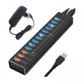 Dynamode Концентратор Dynamode 13 ports USB3.0 to10*USB3.0+3*2.4А, Power Adapter 3A/12V (DM-UH-P1013)