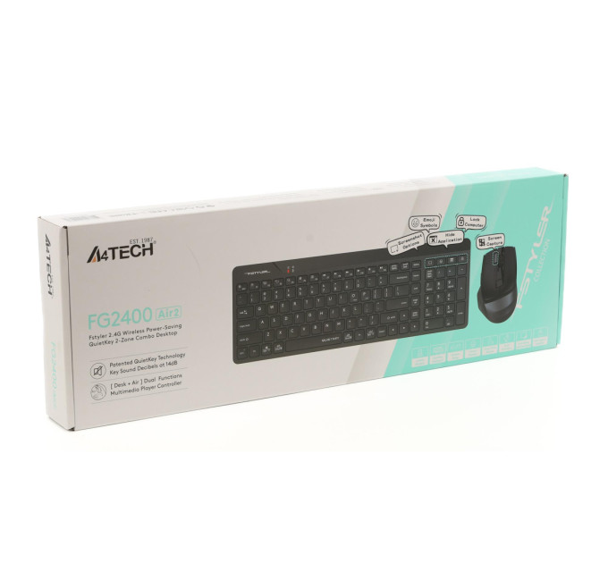 A4Tech Комплект (клавіатура, мишка) бездротовий A4Tech Fstyler FG2400 Air2 Black