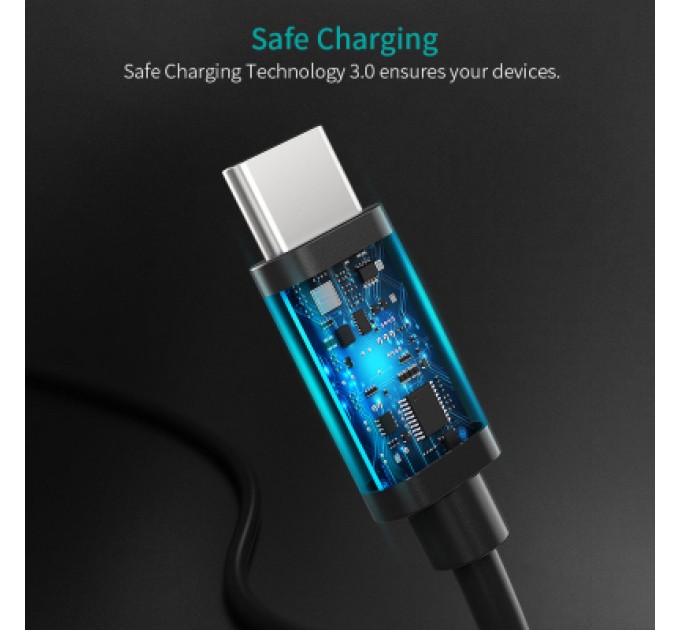 Дата кабель Кабель USB 2.0 Type-C M-M, 0.5 м,чорний Choetech Choetech (CC0001-V4-PE)