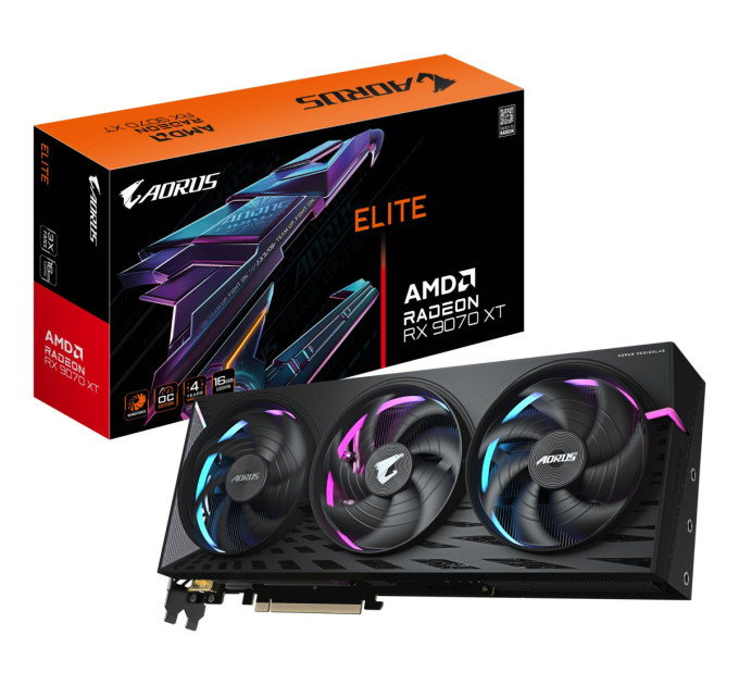 GIGABYTE Відеокарта PCIE16 RX9070XT 16GB GDDR6 R9070XTAORUS E-16GD GIGABYTE