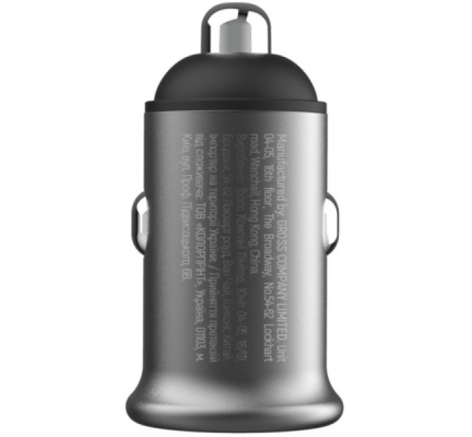 ColorWay Зарядний пристрій ColorWay USB-C PD30W + USB QC3.0 car adapter (CW-CHA065PD-GR)