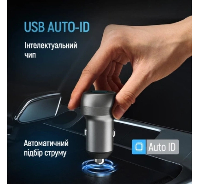 ColorWay Зарядний пристрій ColorWay USB-C PD35W + USB QC3.0 car adapter (CW-CHA066PD-GR)