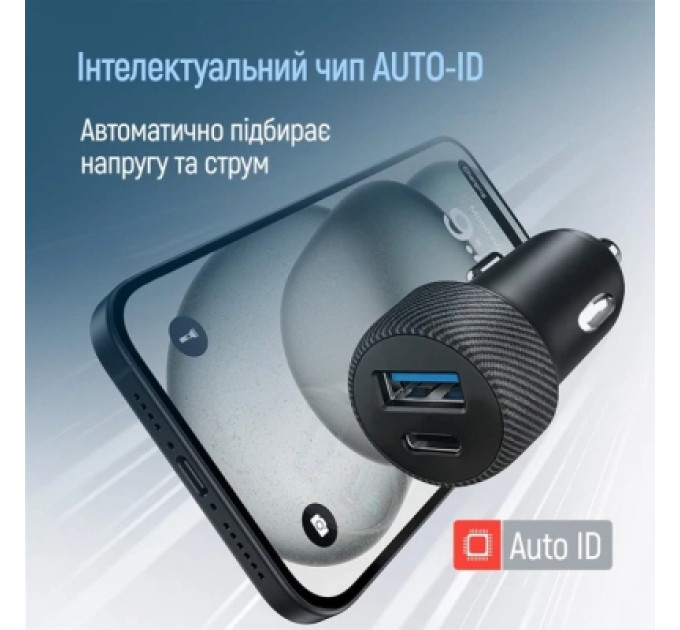 ColorWay Зарядний пристрій ColorWay USB-C PD35W + USB QC3.0 car adapter (CW-CHA064PD-BK)