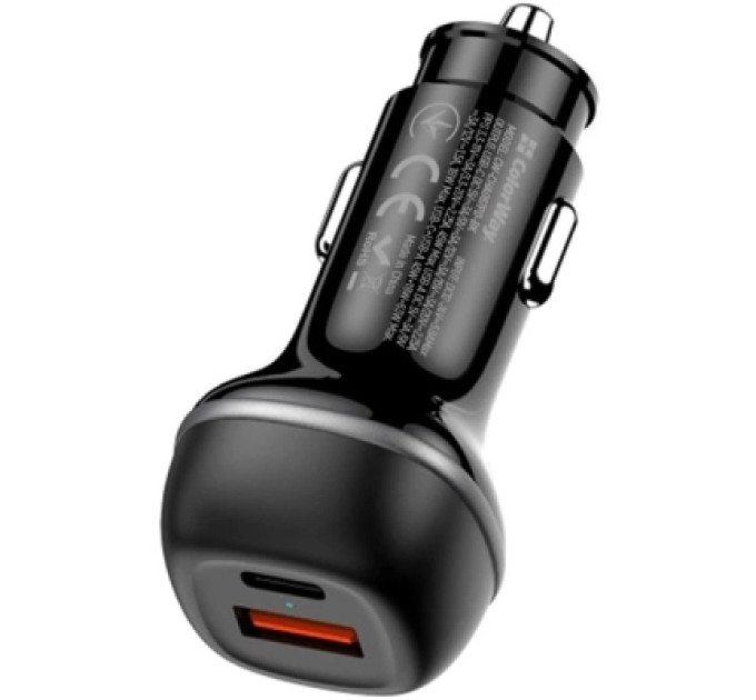 ColorWay Зарядний пристрій ColorWay USB-C PD45W + USB QC3.0 car adapter (CW-CHA067PD-BK)
