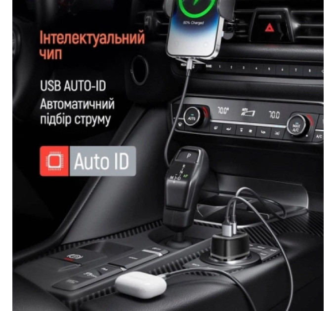 ColorWay Зарядний пристрій ColorWay USB-C PD45W + USB QC3.0 car adapter (CW-CHA067PD-BK)