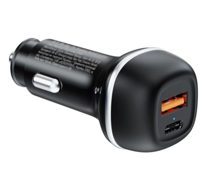 ColorWay Зарядний пристрій ColorWay USB-C PD45W + USB QC3.0 car adapter (CW-CHA067PD-BK)