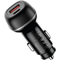 Зарядний пристрій ColorWay USB-C PD65W + USB QC3.0 car adapter (CW-CHA068PD-BK)