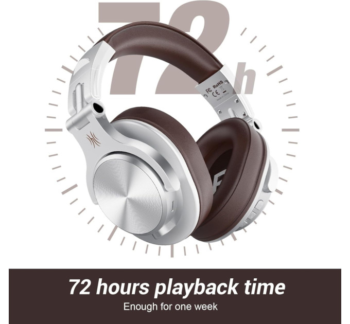 OneOdio Навушники OneOdio Fusion A70 Bluetooth+3,5мм/6,35мм Silver/Brown (A70 Silver Brown)