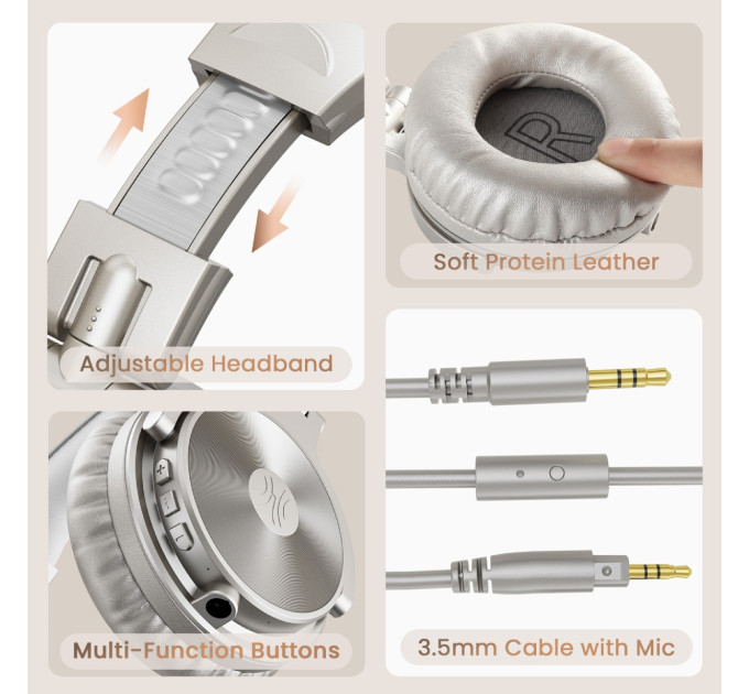 OneOdio Навушники OneOdio Studio Pro C Bluetooth+3,5мм Silver (Pro C Silver)