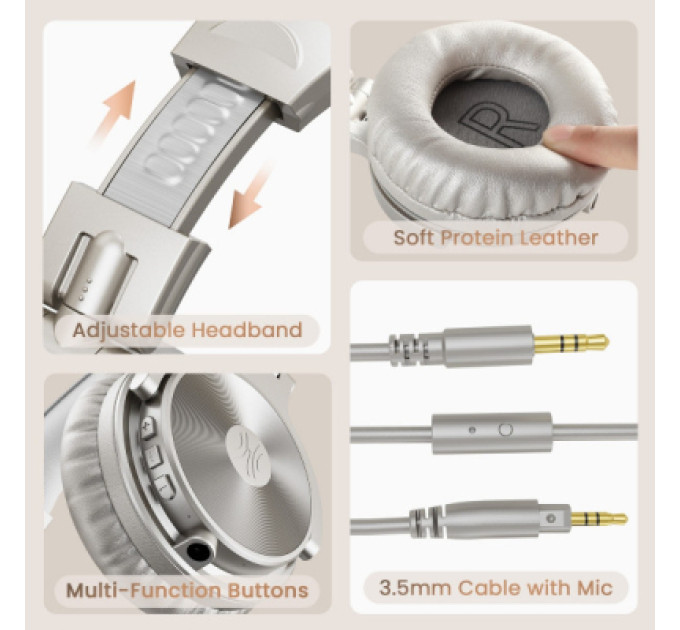 OneOdio Навушники OneOdio Studio Pro C Bluetooth+3,5мм Silver (Pro C Silver)