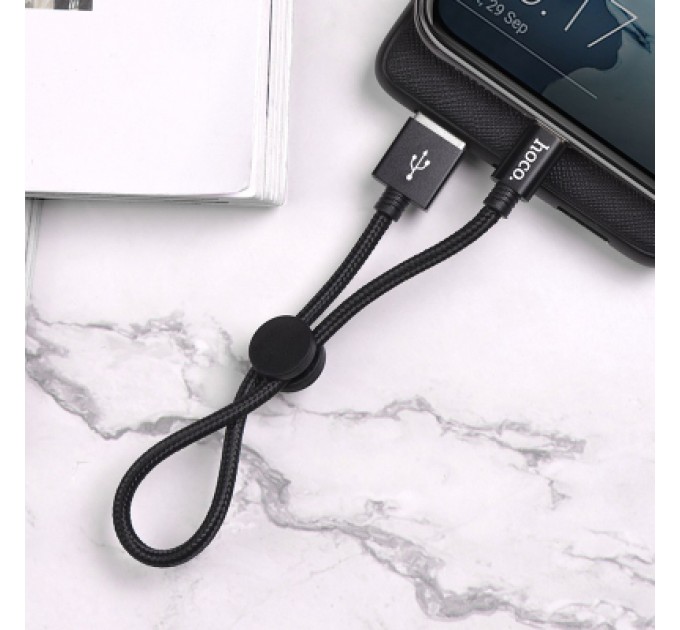Дата кабель USB 2.0 AM to USB-C 0.25m 3A nylon X35 black HOCO (6931474707451)