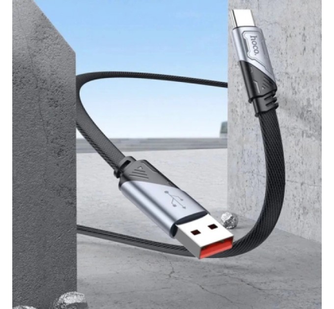 Дата кабель USB 2.0 AM to USB-C 1.2m 5A nylon black HOCO (6942007605007)
