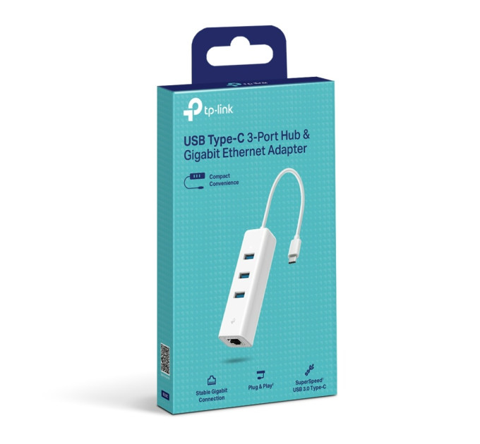 TP-Link Мережевий адаптер TP-Link UE330C (USB-C 3.0, 10/100/1000Mbps, 3xUSB 3.0 HUB)