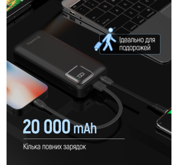 ColorWay Батарея універсальна ColorWay 20 000 mAh Optimal Power PD/22.5W, QC/3.0, Black (CW-PB200LPB5BK-PDD)