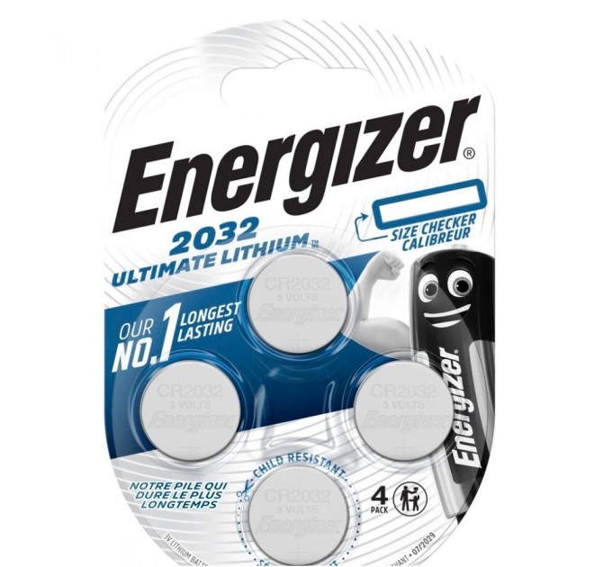 Батарейка Energizer 2032 Ultimate Lithium, CR2032 BL 4шт