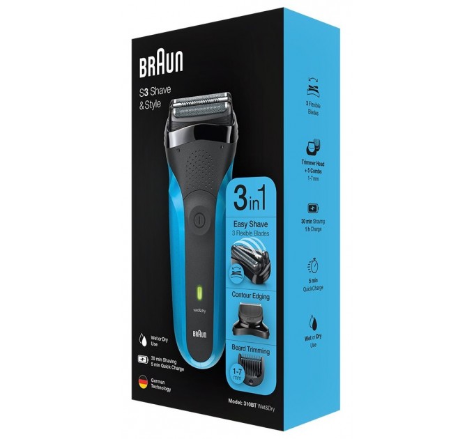 Електробритва Braun Series 3 310BT Black/Blue